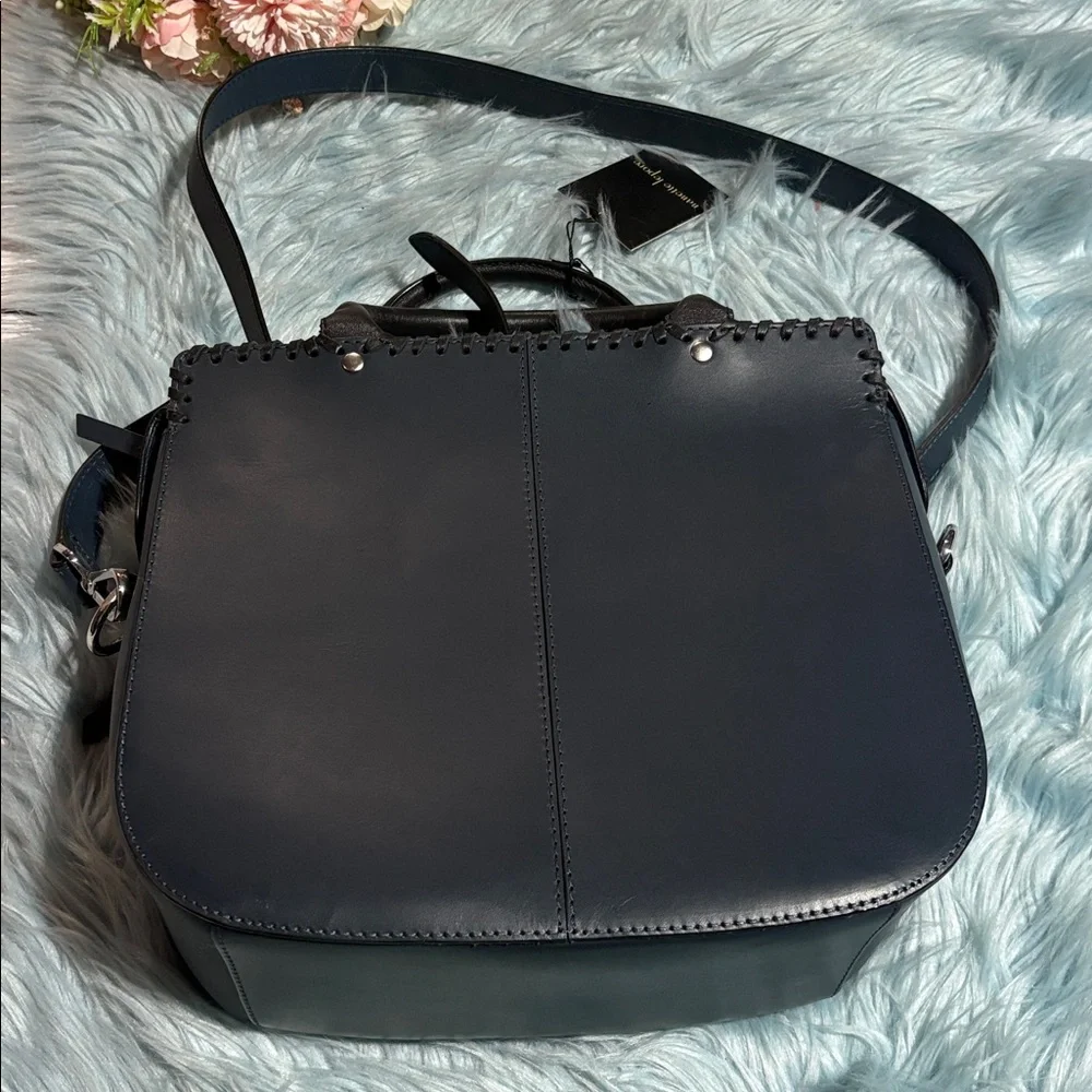 NWT Nanette Lepore Highland Park Leather Satchel in Denim